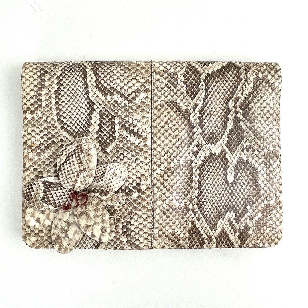 NWT! Judith Leiber Large Snake Skin Clutch2